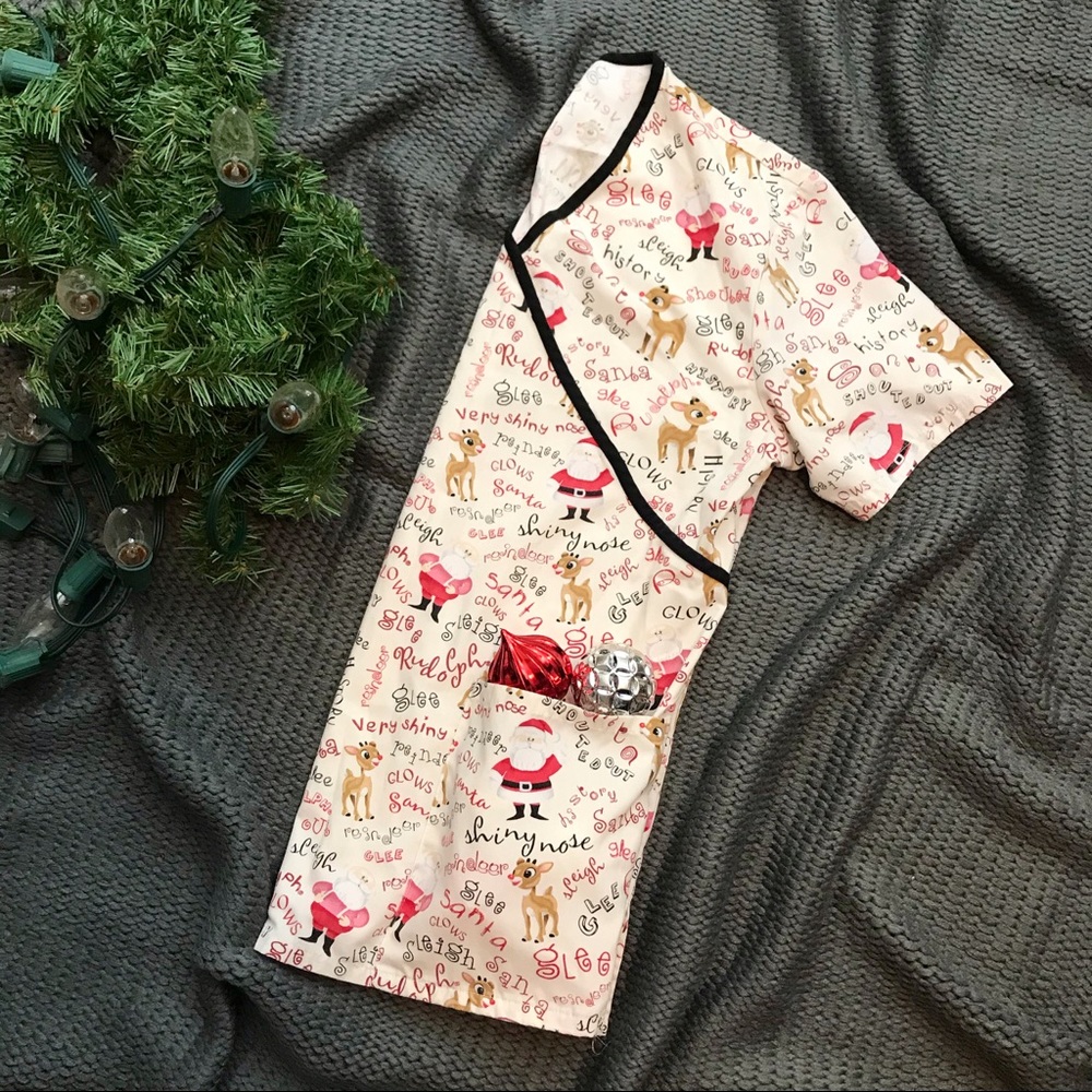 Rudolph the Red Nosed Reindeer Print Scrub Top